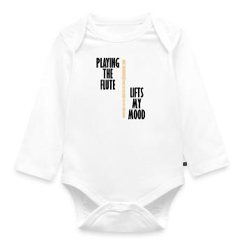 Flute Lifts Mood Ironic Saying Professional - Organic Longsleeve Baby Bodysuit - white - Front