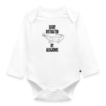 Distracted by Alligators Wilderness Nature - Organic Longsleeve Baby Bodysuit - white - Front