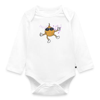 Musicien de notes de musique Cute Onion Dancing - Body Bébé bio manches longues - blanc - Devant
