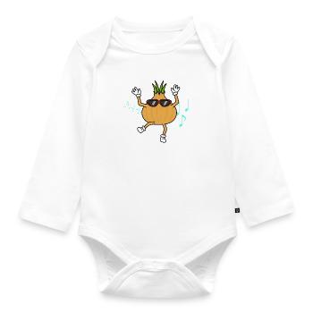 Écouteurs de musique Onion Dancing Listening - Body Bébé bio manches longues - blanc - Devant
