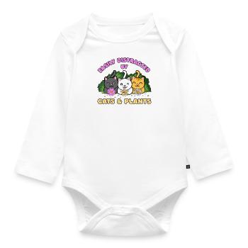 Ablenkt von Katzen und Pflanzen Hobbygärtner Cute - Baby Bio-Langarm-Body - Weiß - Vorne