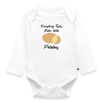 Life With Potatoes Hobby Chef Vegetables - Organic Longsleeve Baby Bodysuit - white - Front