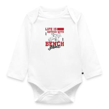 Fitness-Powerlifter Benchpress Ironisches - Baby Bio-Langarm-Body - Weiß - Vorne