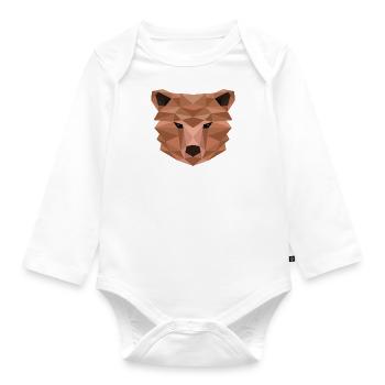Grizzly Artsy Bear, faune, forêt, ours, nature - Body Bébé bio manches longues - blanc - Devant