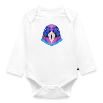 Kunstvolles Papageien-Design, puristische - Baby Bio-Langarm-Body - Weiß - Vorne
