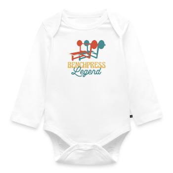 Benchpress Legend Powerlifter - Baby Bio-Langarm-Body - Weiß - Vorne