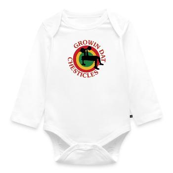 Growin Chesticles Ironic Benchpress Powerlifter - Baby Bio-Langarm-Body - Weiß - Vorne