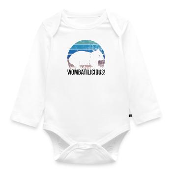 Wombatilicious Ironic Cute Wombat Wildlife Animal - Organic Longsleeve Baby Bodysuit - white - Front
