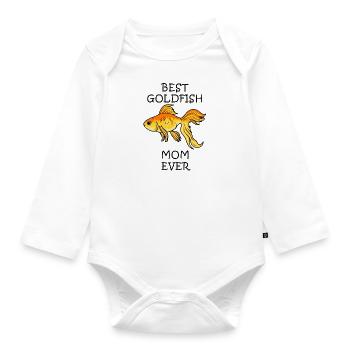 Aquaristik Hobby Goldfisch Süße Goldfisch-Mama - Baby Bio-Langarm-Body - Weiß - Vorne