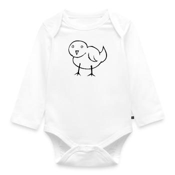Croquis drôle d'oiseau, de faune et d'oiseau - Body Bébé bio manches longues - blanc - Devant