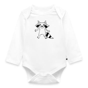 Netter Waschbär Wildtiere Tier Natur Wildnis - Baby Bio-Langarm-Body - Weiß - Vorne