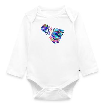 Bunter Retro-Hobbysport-Badmintonspieler - Baby Bio-Langarm-Body - Weiß - Vorne