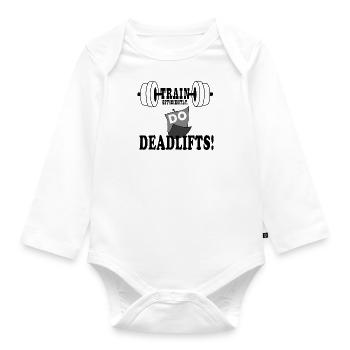 Entraînez-vous : Deadlifts, powerlifter, gym, - Body Bébé bio manches longues - blanc - Devant