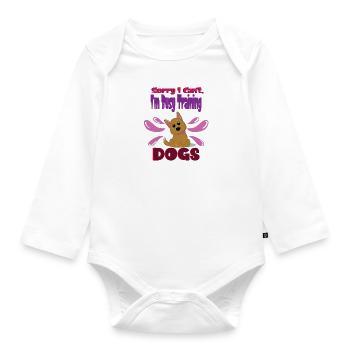 Busy Training Dogs Cute Puppy Pet Obedience School - Organic Longsleeve Baby Bodysuit - white - Front