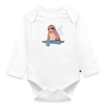 Paresseux à repasser pour la maison Lazy Cute - Body Bébé bio manches longues - blanc - Devant