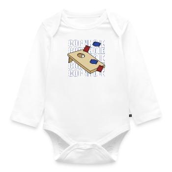 Dictée ironique Cornhole Sports Hobby Sack Toss - Body Bébé bio manches longues - blanc - Devant
