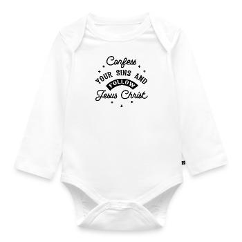Folgen Sie Jesus Christus Bibelstudium Glaube Gott - Baby Bio-Langarm-Body - Weiß - Vorne