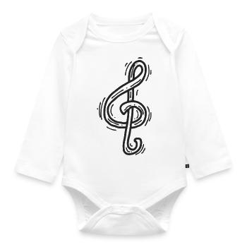 Fröhliche Musiknote - Baby Bio-Langarm-Body - Weiß - Vorne