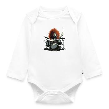 Drummer Crazy - Baby Bio-Langarm-Body - Weiß - Vorne