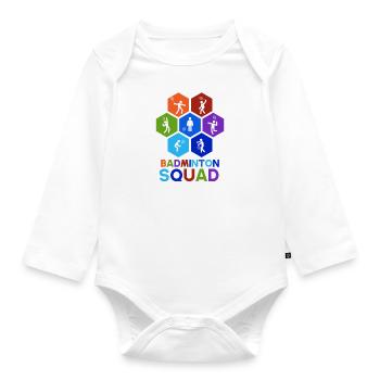Badminton Retro Sports Hobby Shuttlecock - Organic Longsleeve Baby Bodysuit - white - Front