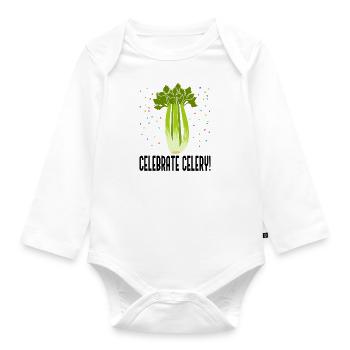 Celebrate Sellerie Gemüse Lustiges Sprichwort - Baby Bio-Langarm-Body - Weiß - Vorne