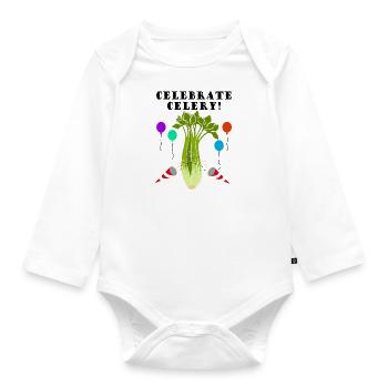 Légumes de céleri mignons, nourriture saine, - Body Bébé bio manches longues - blanc - Devant