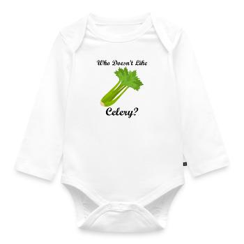 Eating Celery Ironic Saying Vegetables Food - Organic Longsleeve Baby Bodysuit - white - Front