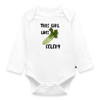 Alimentation saine Citation ironique Celery Lover - Body Bébé bio manches longues - blanc - Devant
