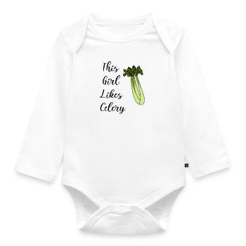 Mädchen mag Sellerie: Ironisches Sprichwort: - Baby Bio-Langarm-Body - Weiß - Vorne