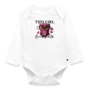 Mädchen mag Eulen, süße Wildtiere, Vögel, - Baby Bio-Langarm-Body - Weiß - Vorne