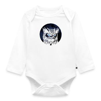 Wald Wildtiere Tier Natur Wildnis Eule - Baby Bio-Langarm-Body - Weiß - Vorne