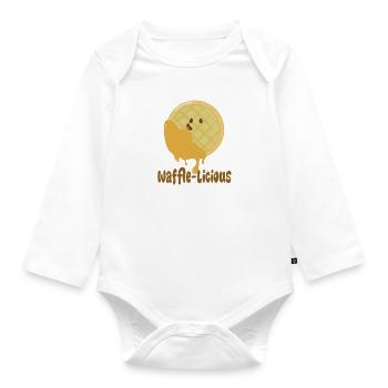Waffle-Licious Ironic Cute Waffle Food Chef - Organic Longsleeve Baby Bodysuit - white - Front