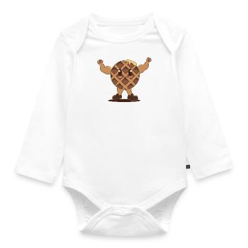 Waffle Lifting Weights Bodybuilder Ironic Gym - Organic Longsleeve Baby Bodysuit - white - Front