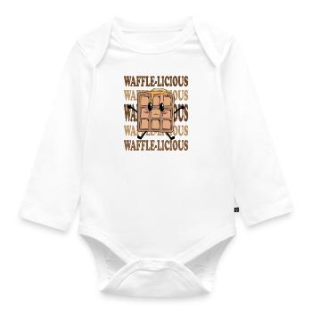 Waffle-Licious Funny Saying Syrup Waffle Chef - Organic Longsleeve Baby Bodysuit - white - Front