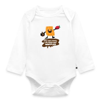 Thinking About Eating Waffles Syrup Cute Waffle - Organic Longsleeve Baby Bodysuit - white - Front