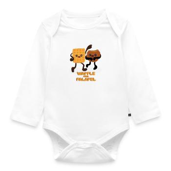 Waffle and Falafel Ironic Food Mix - Organic Longsleeve Baby Bodysuit - white - Front