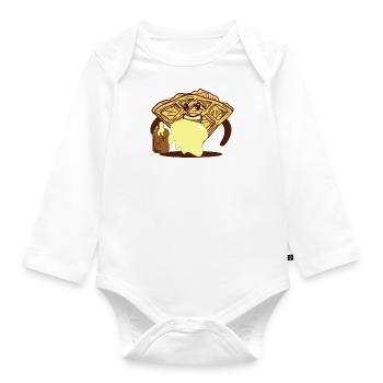 Waffle Drenched in Syrup Ironic Waffle Fan - Organic Longsleeve Baby Bodysuit - white - Front