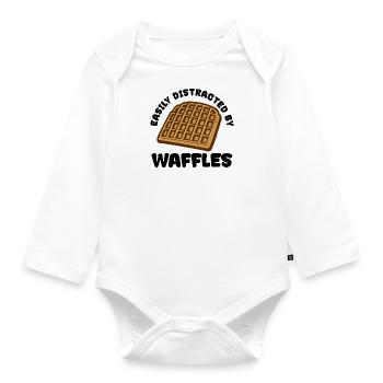 Distrait par Waffles Ironic Waffle Lover - Body Bébé bio manches longues - blanc - Devant