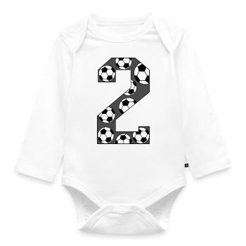 2 Anniversaire Football Gris - Body Bébé bio manches longues - blanc - Devant