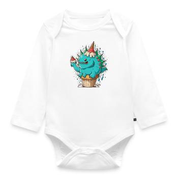 Stegosaurus Pastry Chef - Organic Longsleeve Baby Bodysuit - white - Front