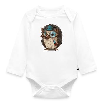 Monokel-Igel - Baby Bio-Langarm-Body - Weiß - Vorne