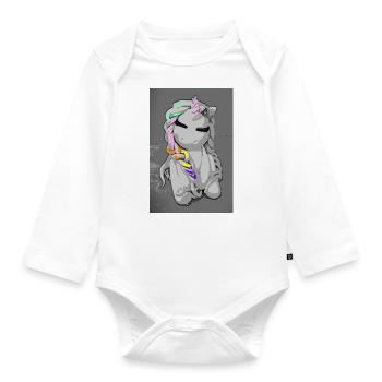 Unicorn (colour) - Organic Longsleeve Baby Bodysuit - white - Front