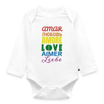 Liebe - Baby Bio-Langarm-Body - Weiß - Vorne