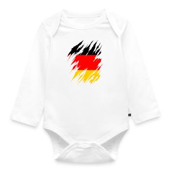 Deutschland Flagge Deutsche Fahne Used Look Heimat - Baby Bio-Langarm-Body - Weiß - Vorne