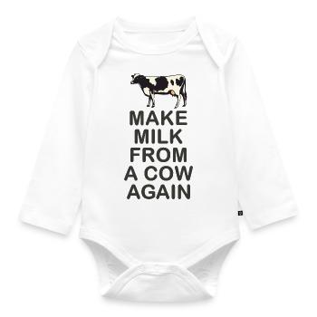 Make milk from a cow again - Organic Longsleeve Baby Bodysuit - white - Front