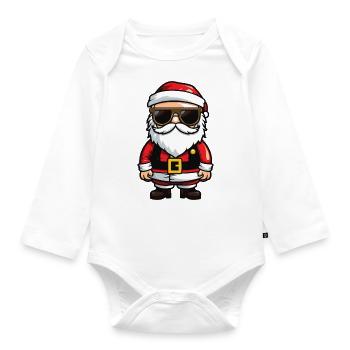 Santa Claus Cool Santa Rocker - Organic Longsleeve Baby Bodysuit - white - Front