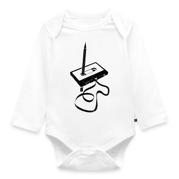 Cassette - Ribbon Wrap - Magnetic Tape - Organic Longsleeve Baby Bodysuit - white - Front