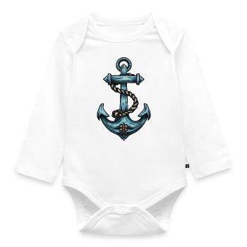 Anker Hafen - Baby Bio-Langarm-Body - Weiß - Vorne