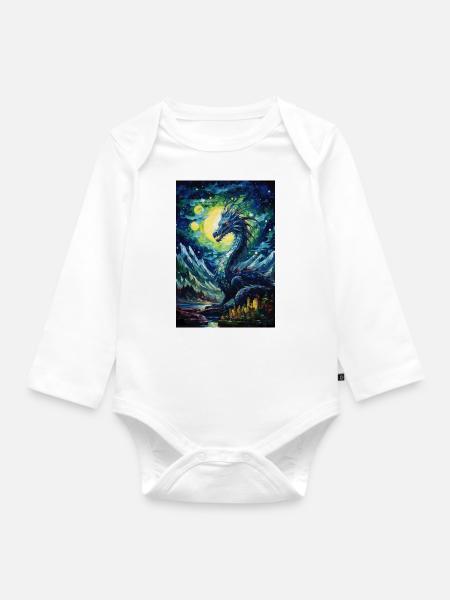 Drache - Baby Bio-Langarm-Body - Weiß
