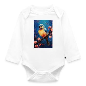 Moineau - Body Bébé bio manches longues - blanc - Devant